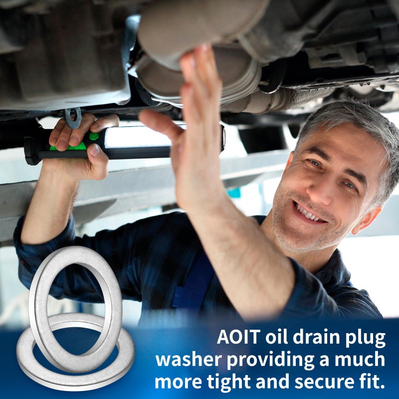 AOIT Transmission Fluid Drain Plug Crush Washer for Honda Accord Acura Civic Ridgeline Odyssey CRV CR-V Pilot Fit Element, Replacement for The Part # 90471PX4000 90471-PX4-000, Pack of 10 pcs - Image 5